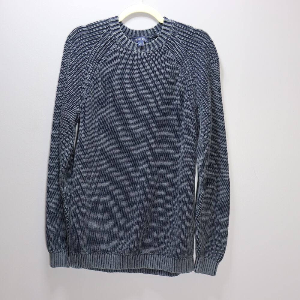 Barefoot Dreams Blue Ribbed Cotton Knit Sweater‎ Men’s L Cozy Minimalist